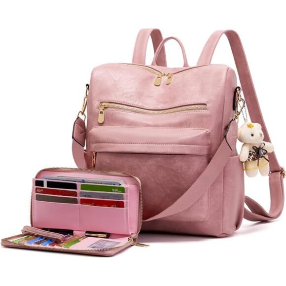 Women Backpack Multipurpose Set 2pcs Pink - Picture 1 of 6